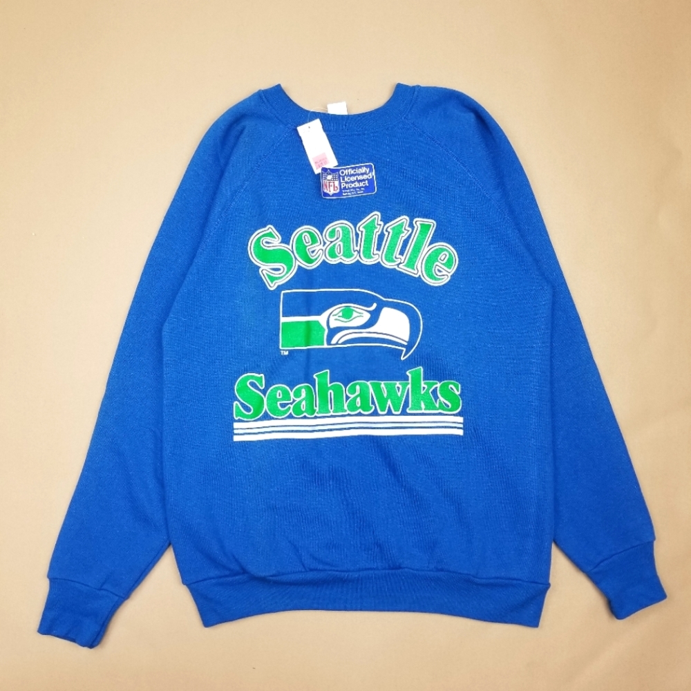 NWT VTG 90's 80's Made in USA NFL Seattle Seahawks Football Crewneck Sweatshirt